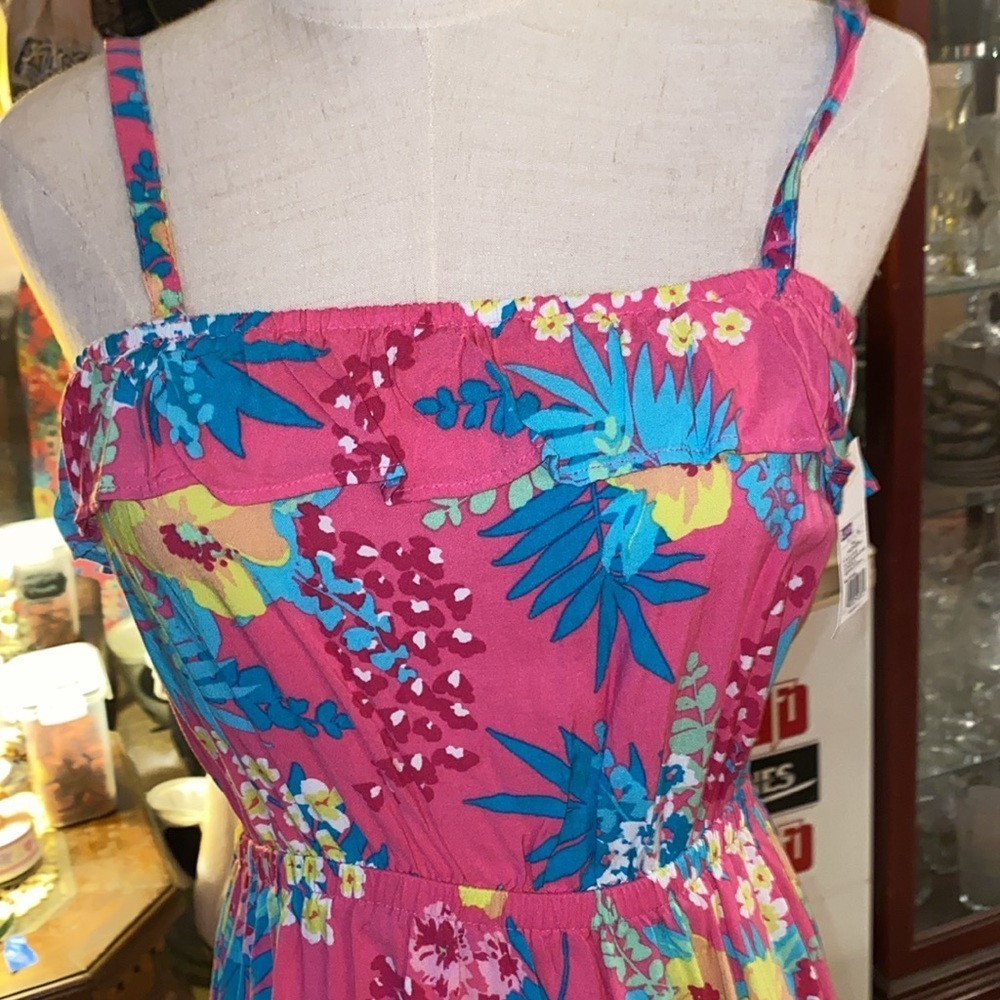 Cherokee girls Kid Floral Summer Pink Dress Ruffle Hem Size XL 14/16 - Picture 2 of 6